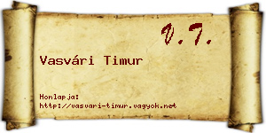 Vasvári Timur névjegykártya